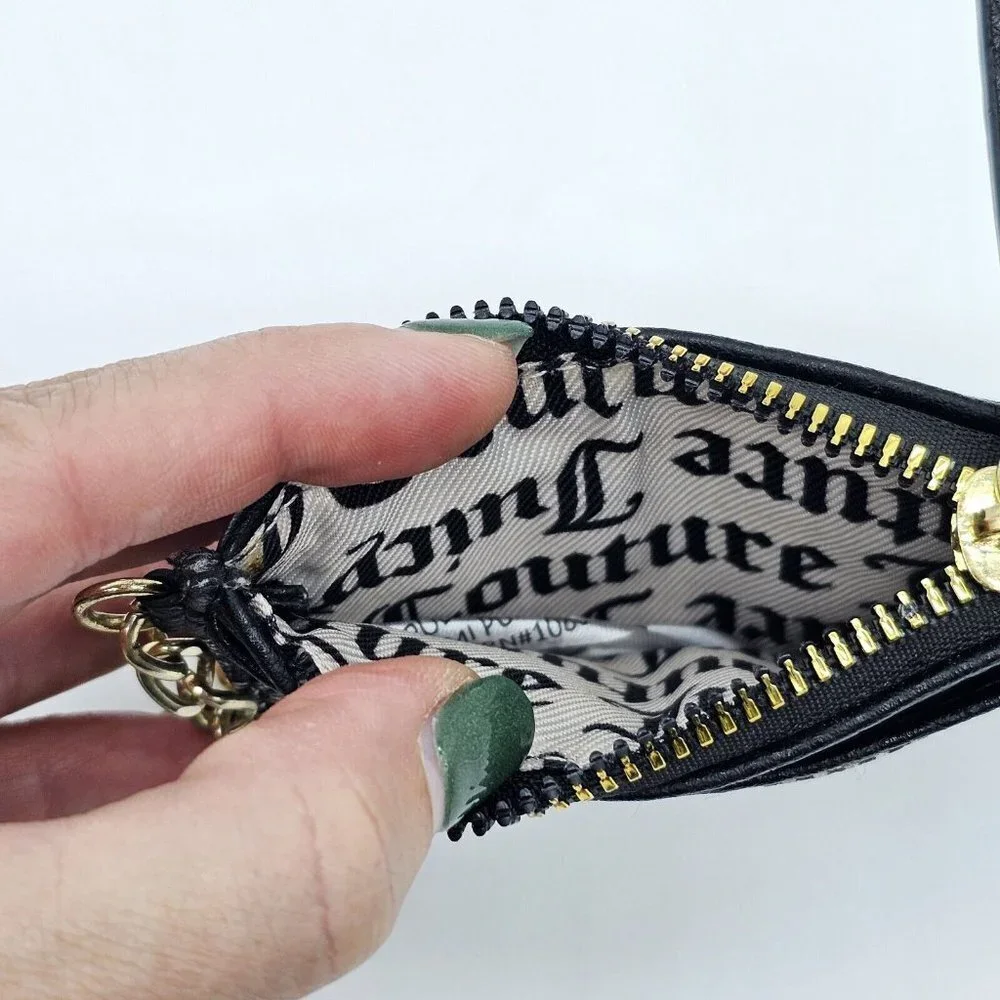 Juicy Couture Gothic Status Black Heart To Heart Card Case Black Gray Clip
